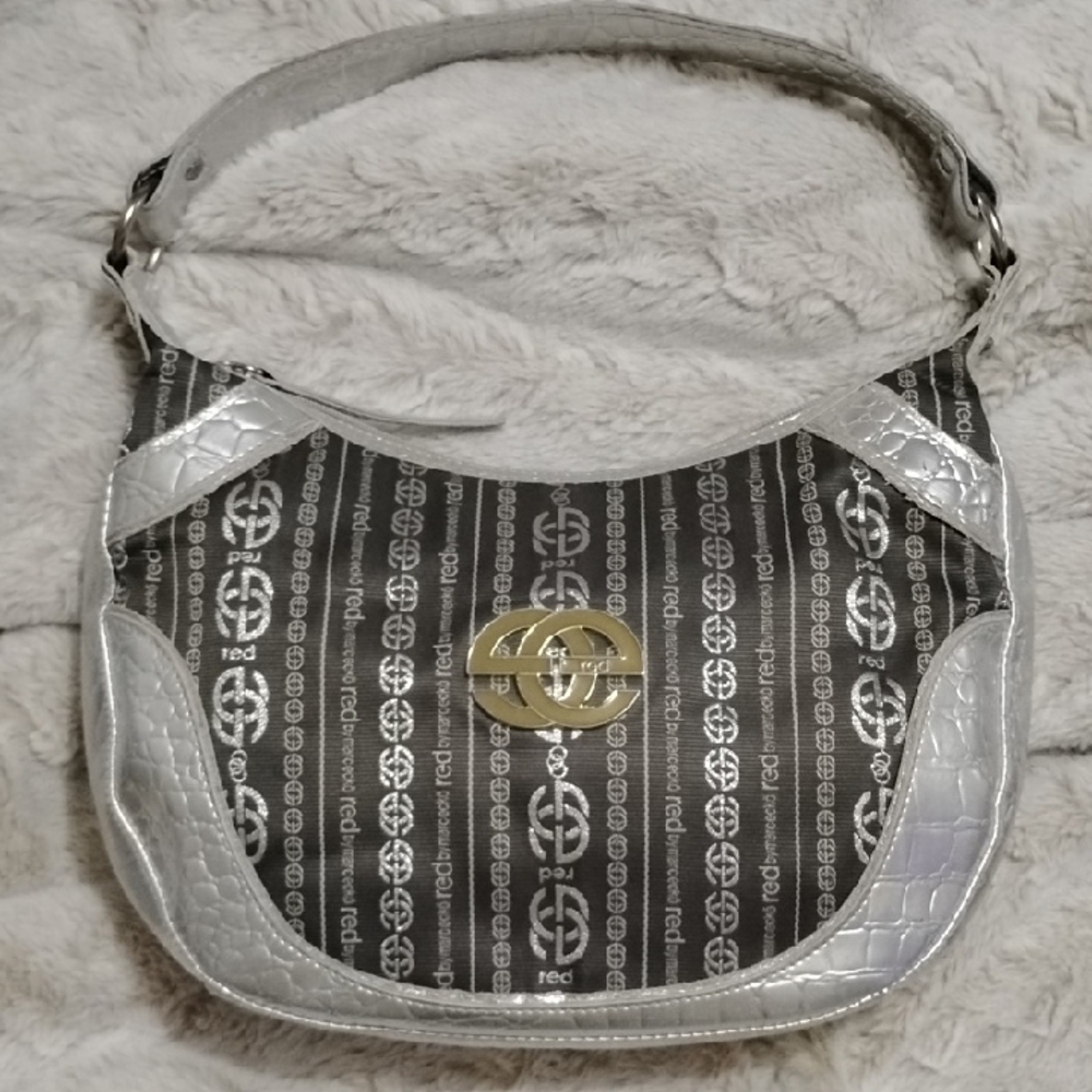Marcecko-Red Vintage Signature Bag! Metallic Silver Croc Leather! Mama's, NEW!